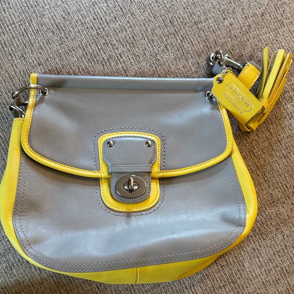 Coach Two-Tone Gray and Yellow Crossbody Bag